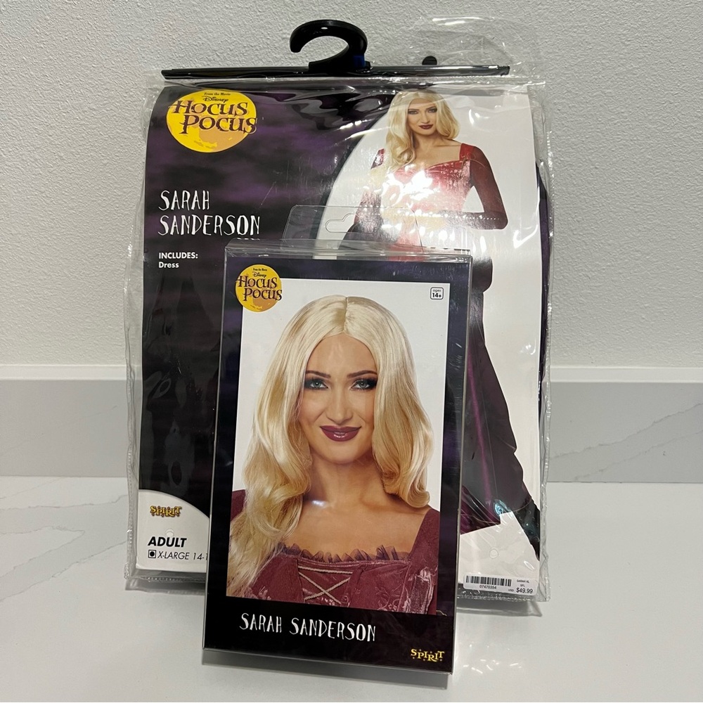 Sarah Sanderson Disney Hocus Pocus Costume XL Adult with Wig Spirit Halloween